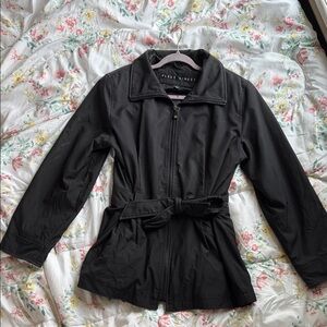 Fleet Street Women's Black Trench Coat with Tie Belt